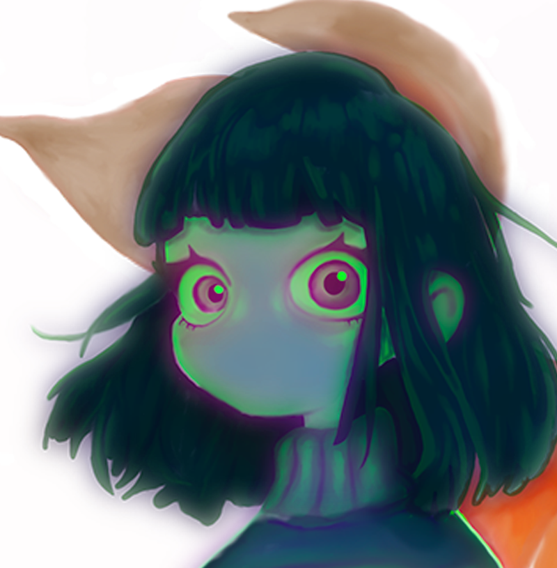 Close of the girl in the Between Lungs and Gills illustration