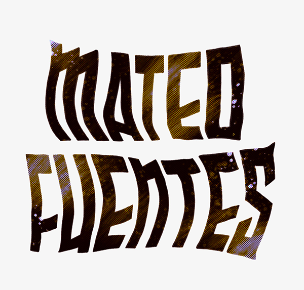 Close up of custom typography designed for the Not Approved: Mateo Fuentes zine.