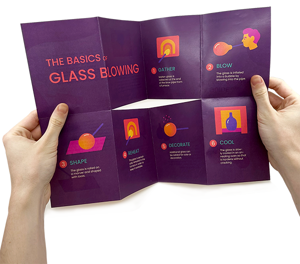 Infographic page from the New Glass Now project showcasing colorful diagrams and text.